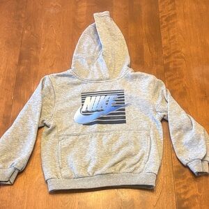Nike Kids Light Gray Hoodie with Blue Logo